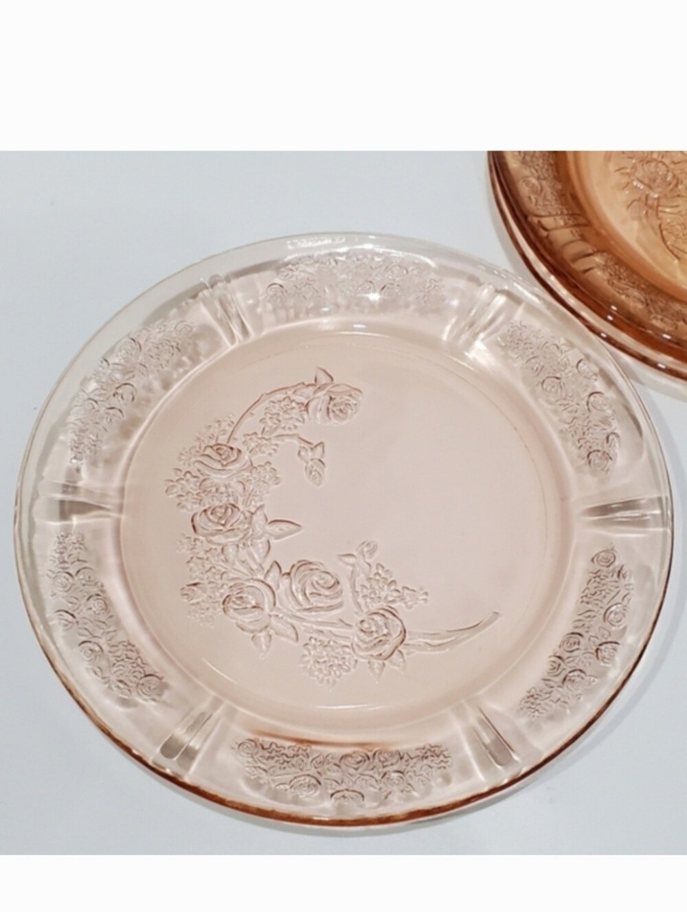 1930s (4) Sharon Pink Depression Glass 9" Roses Plates by Federal Glass (Set 1) - Picture 7 of 12